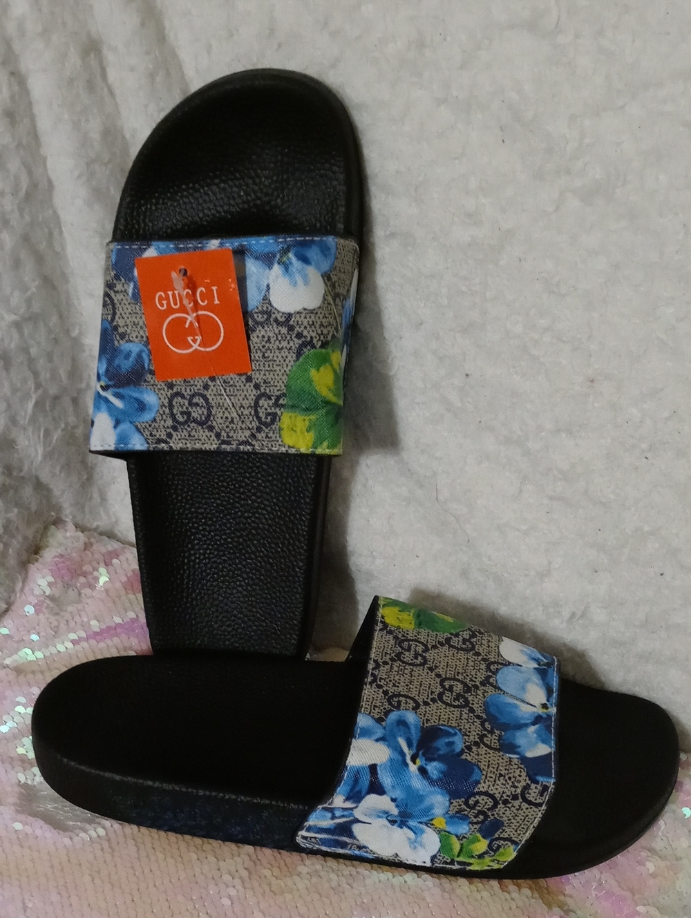 Designer Inspired Floral Print  Slide Sandals